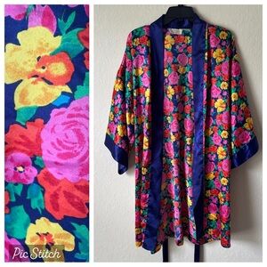 Victoria's Secret | Women's Vintage White Label Floral Satin Robe Kimono OS